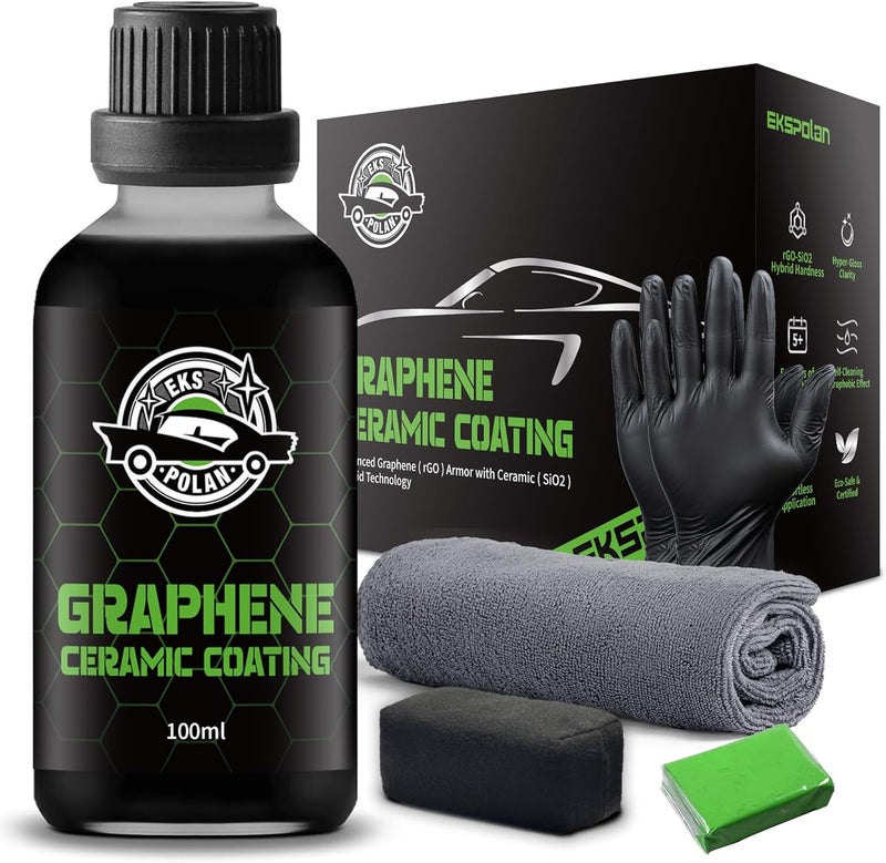 EKSPOLAN [Upgraded 100ml] UV Graphene Ceramic Coating - 10H Ceramic Coating for Cars-5+ Years Protection, Hydrophobic, Scratch & UV Resistant, High Gloss Finish - Professional-Grade Car Detailing Kit - Image 1